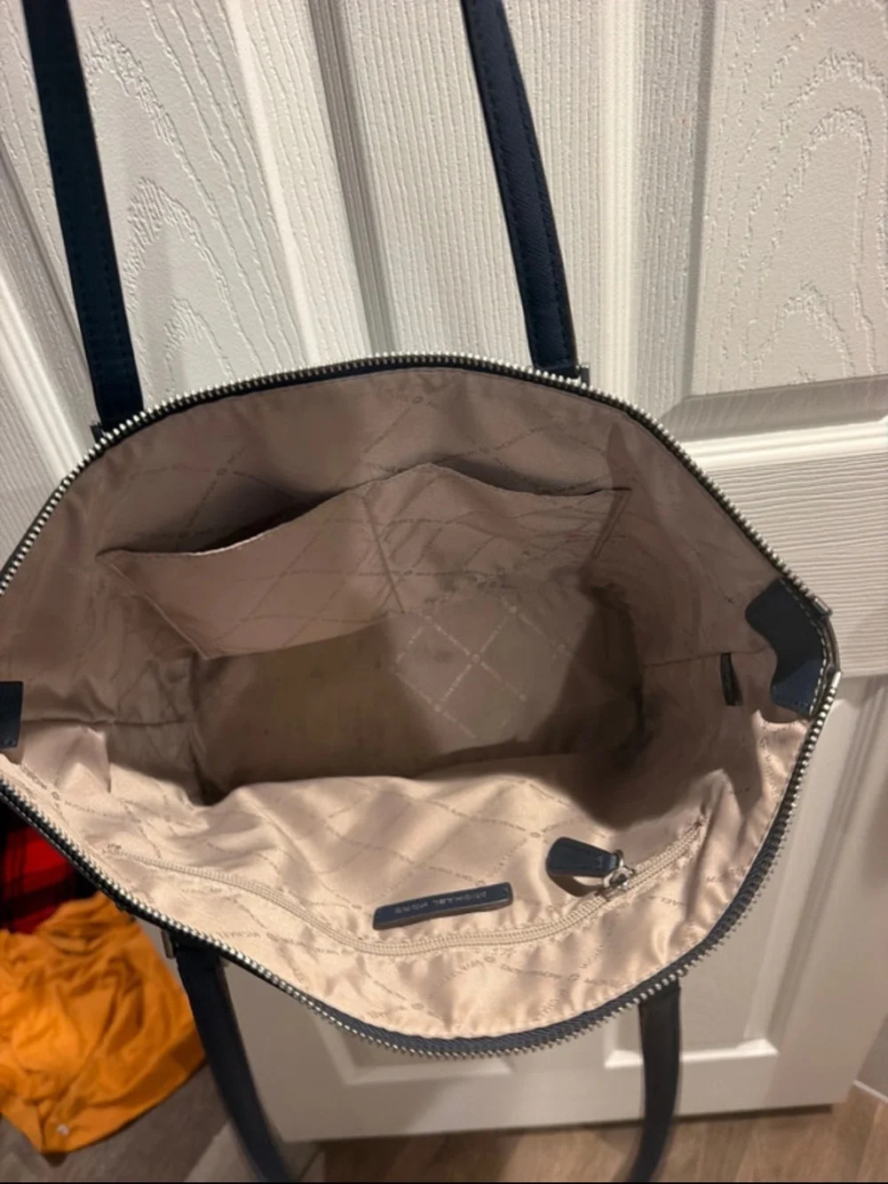 Michael Kors Navy Saffiano Leather Top-Zip Tote